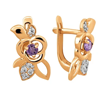 

Gold earrings with amethyst and cubic zirconia sunlight sample 585