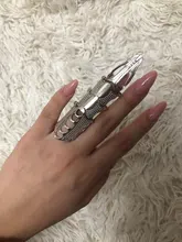 Anillo de doble dedo con armadura de nudillo para hombre, 1 unidad, Punk, gótico, Punk, Color plateado, anillos tipo fantasma