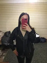 Jacket Women Basic-Coat Moto Aelegantmis Faux-Leather Plus-Size Winter Outerwear Autumn