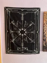 Psychedelic Tapestry Wall-Carpets Dorm-Decor Tarot Witchcraft-Hippie Sun-Moon Black Golden