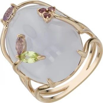 

Aloris ring flower with scatter of colored stones in red gold