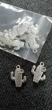 10 Uds. De dijes de Cactus de aleación de Zinc y Metal de tres colores, 15x20mm, aptos para joyería médica, dijes colgantes de plantas