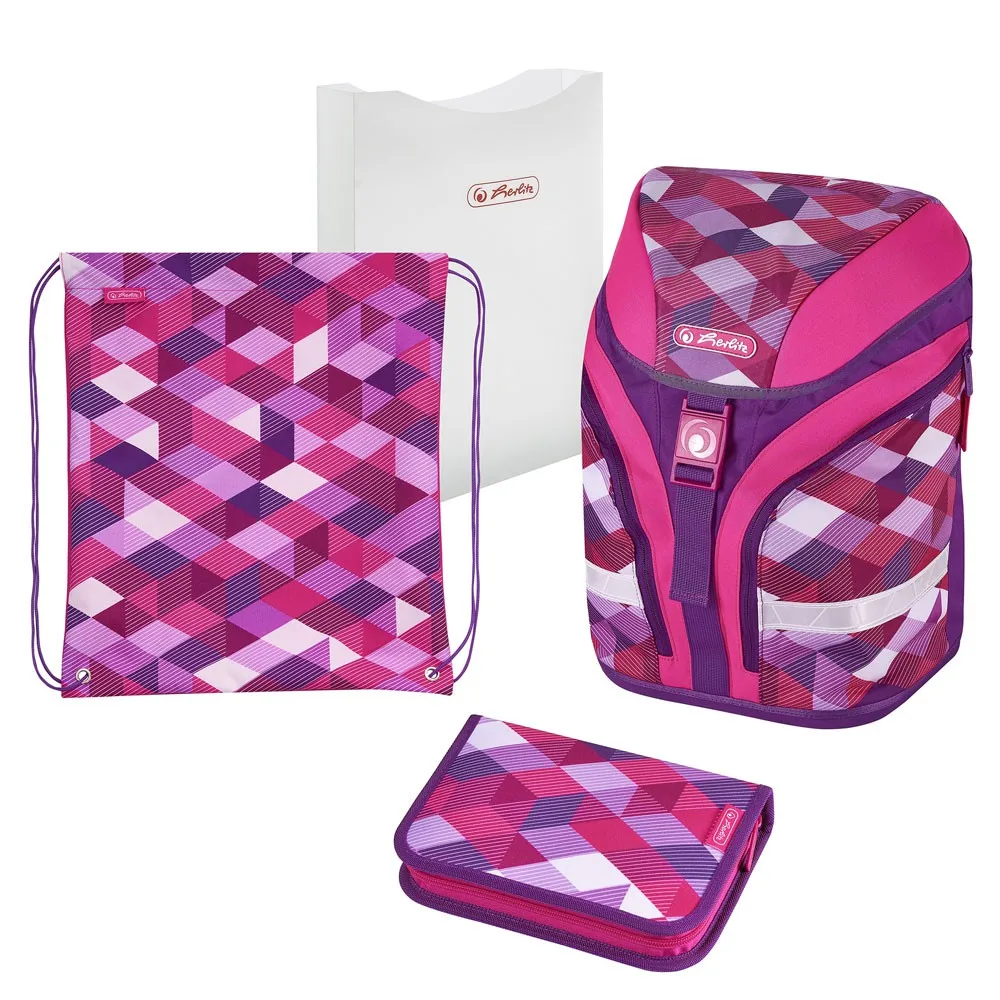 Ранец школьный Herlitz 50020362 Motion Plus Pink Cubes Херлиц Моушен с наполнением для девочки |
