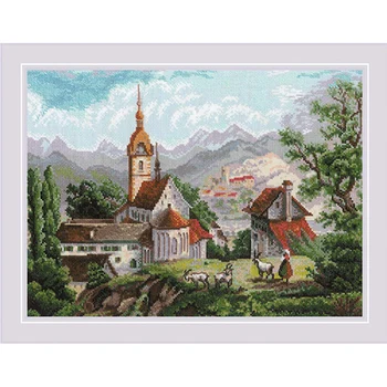 

1701 set for embroidery Riolis 'monastery шоненверт 'based on the engraving of the XIX century' 40*30 cm