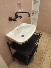 De baño montado en la pared grifo de cocina doble manija de latón antiguo caliente y Grifo de Agua Fría giratorio 360 surtidor largo grifo de cocina