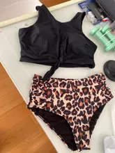 Bikini de cintura alta para mujer, traje de baño Sexy de realce, conjunto de Bikini de chaleco de leopardo, ropa de playa 2021