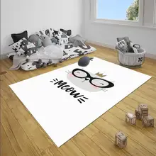 Серый Белый Кот желтый король корона мальчик 3d принт Противоскользящий коврик из микрофибры Детские украшения для детской комнаты коврик