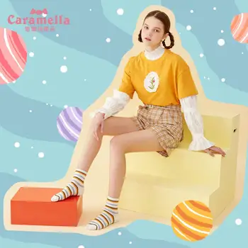 

2020 New Design Caramella 3Pairs/lot Women Socks Happy Stripe Colorful Girls Socks Comfy Cotton Harajuku Short Socks Sokken