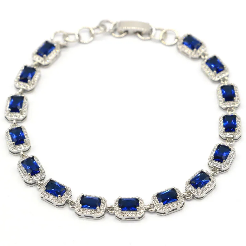 Женский серебряный браслет с танзанитами 9x7 мм 8 0 9 дюйма|925 silver bracelet|silver braceletbracelet