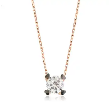 

925 sterling Silver Heart Single Stone Lady Necklace