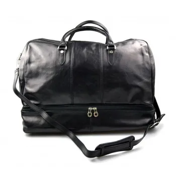 

Leather duffle bag genuine leather shoulder bag black mens ladies travel bag gym bag luggage duffel weekender carryon bag