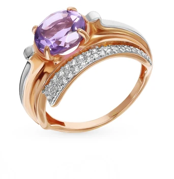 

Silver ring with amethyst and cubic zirconia sunlight sample 925