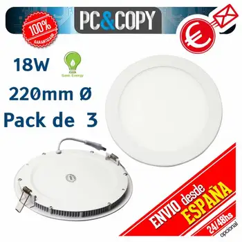 

Pack 3 Downlight LED Panel 18W ceiling light white round thin recessed