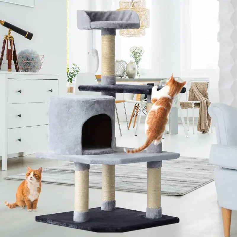  Tree for cats with Platforms Booths Gaming Mouse Beige 48x48x100cm