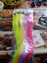 Lupu-extensiones de cabello sintético para mujer, extensiones largas y rectas de color arcoíris, resistentes al calor