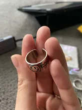 Anillo de plata de primera ley con forma de cara sonriente para mujer, sortija, plata esterlina, estilo tibetano, Vintage, gótico, dorado, gran oferta
