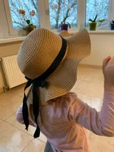 Sombrero de paja para niña y niño, gorra de paja ondulada decorada con cinta negra, Sombrero de Panamá, gorro de Sol para niño, sombreros de playa para bebé