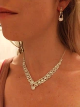 BLIJERY-Juego de joyas para mujer, para dama de honor, juegos de joyas para mujer con diamantes de imitación, collar de cristal, pendientes, conjuntos de joyas para baile de graduación y boda
