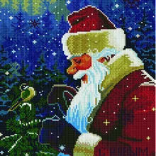 Алмазная мозаика EF 145 Дед Мороз и птичка 30*40