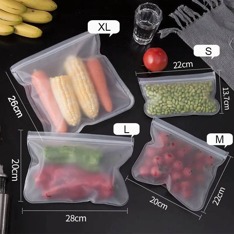 10-40Pcs Reusable Ziplock Bag Silicone Food Storage Bags