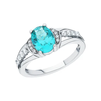 

Silver ring with Paraiba synthetic sunlight sample 925
