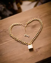 Chunky Chain Necklace Jewelry Lock-Key Gold-Lock 17KM Gothtic Women for Pendant Exaggerated