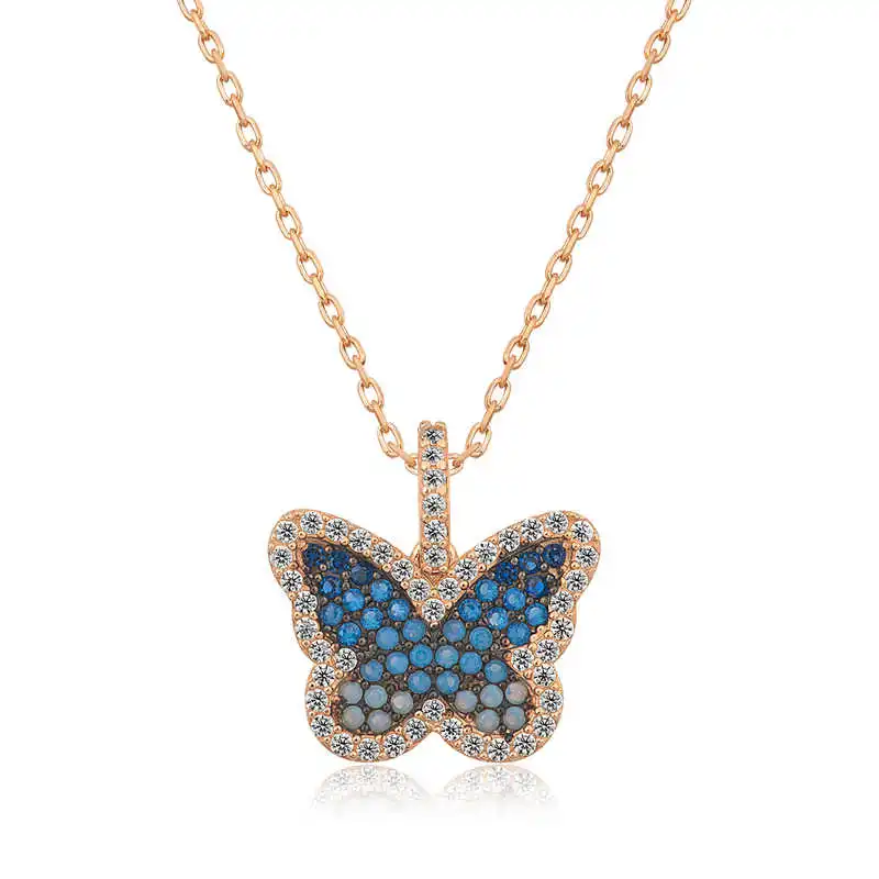 

Silver Blue Butterfly Lady Necklace