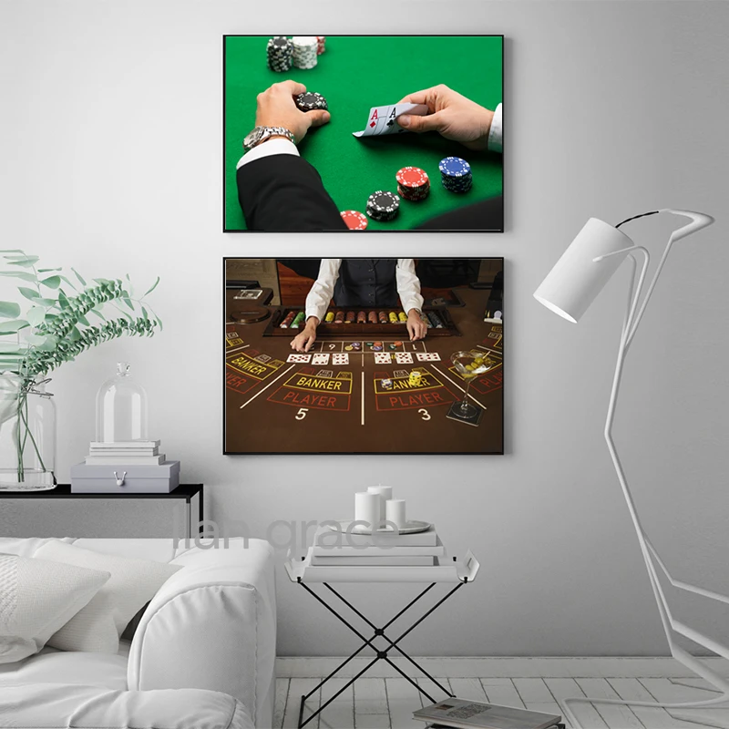 Vintage Poker Las Vegas Casino Playing Cards Wall Art Canvas Painting  Nordic Poster Wall Pictures For Living Room Home Decor - AliExpress