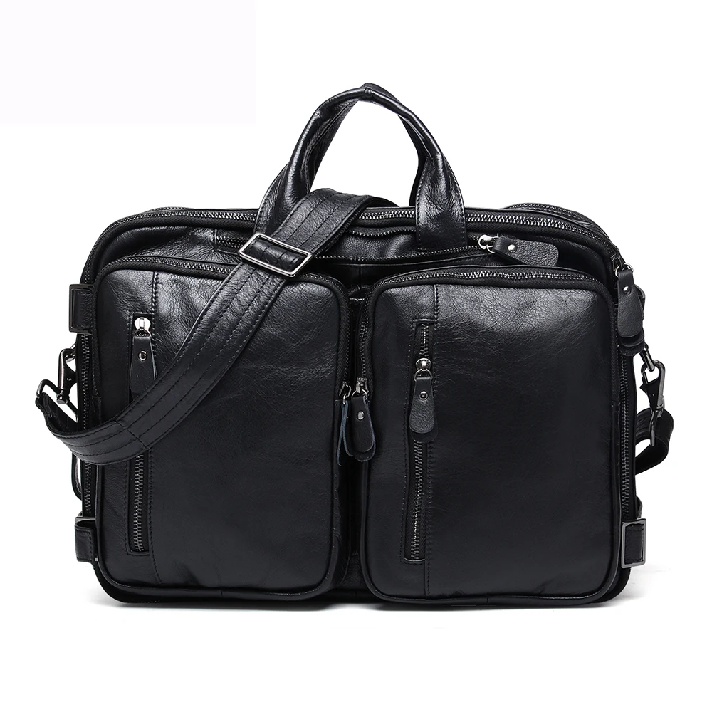Black Мужская сумка из натуральной кожи Oxleaz OX6332 - Цвет: Black