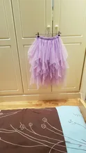 Tulle Skirts Mesh Pleated Irregular Sexy High-Waist Womens New-Fashion for Elastic Red