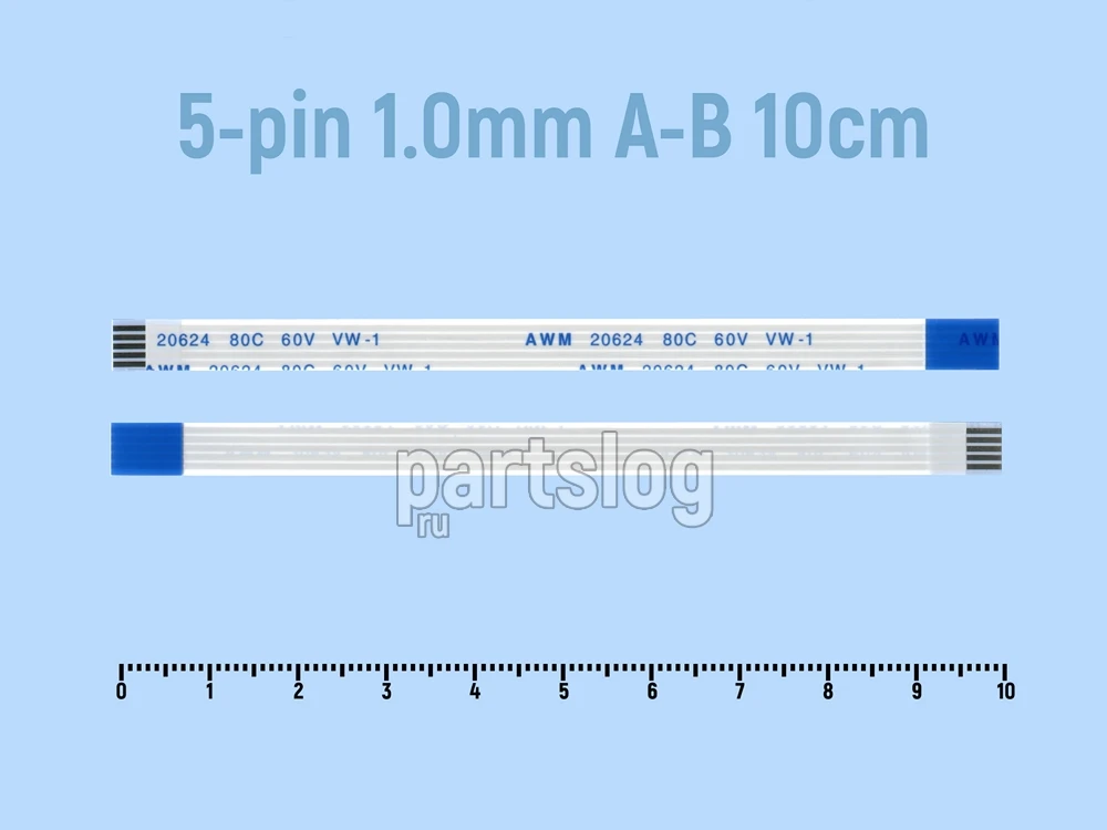 Flex Cable Ffc 5pin Pitch 1.0mm Length 10cm Reverse Ab Pc Hardware