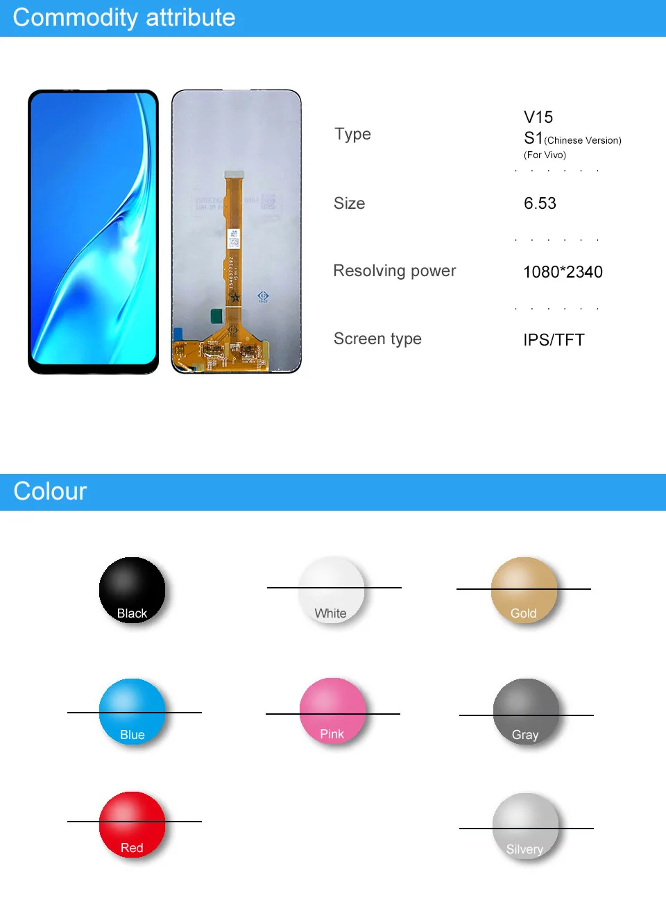 6,53 ''Полный ЖК-дисплей для Vivo V15 S1(китайская версия), сенсорный ЖК-дисплей в сборе для Vivo V15, Замена ЖК-дисплея
