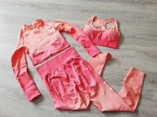 Gym Clothing Crop-Top Seamless-Leggings Yoga-Set Sports-Suit Running-Pants Long-Sleeve