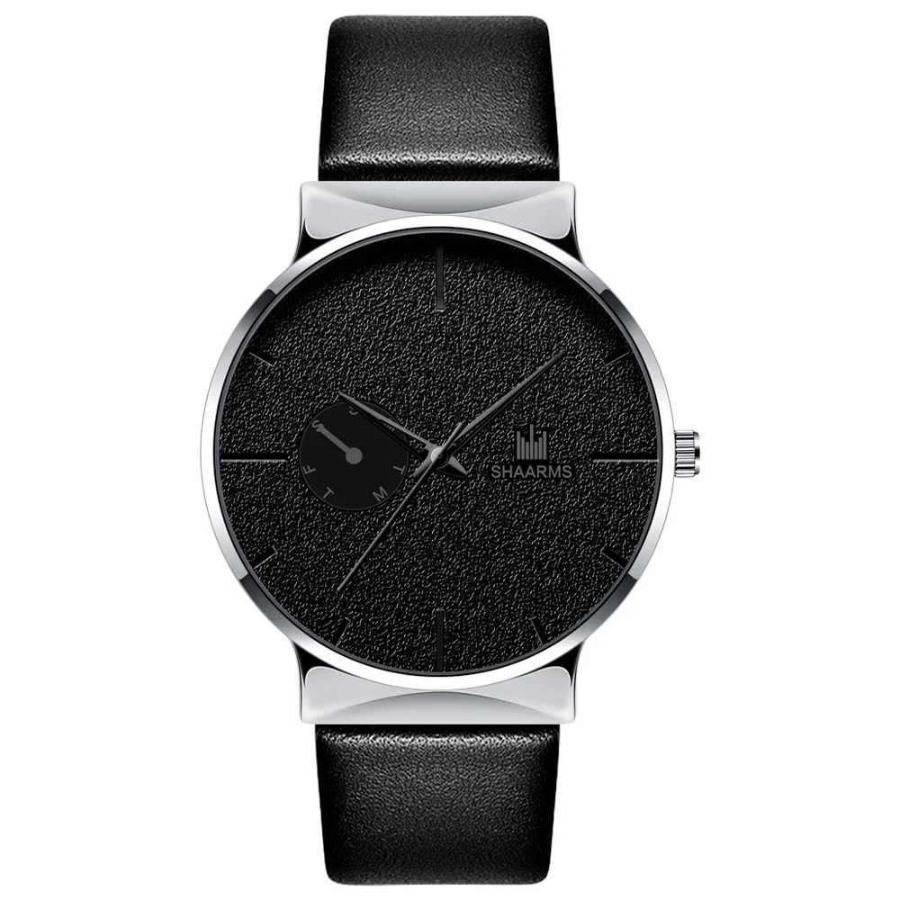 Лучшие брендовые Роскошные мужские часы Reloj Hombre мужские кожаные черные прозрачные стразы часы Relogio Masculino erkek kol saati montre homme - Цвет: Black Silver