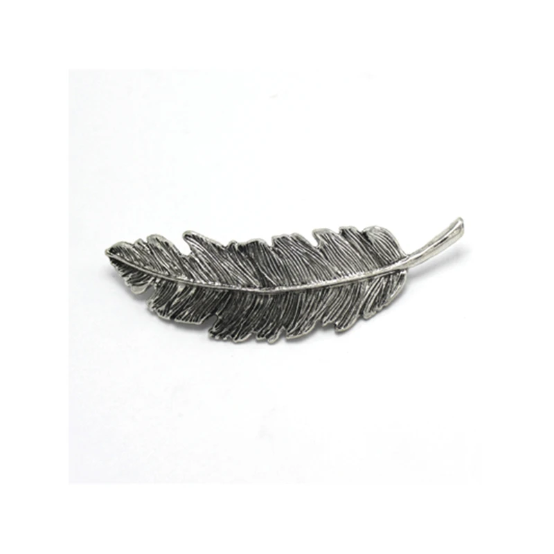 Retro Alloy Feather Hair Clip Metal Gold Silver Leaf Hairpin Women Vintage Barrettes Temperament Hair Grip Accessories for girls head wrap for women