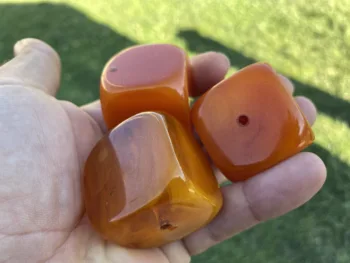 

Germany Art deco Antique Bakelite catalin3 pieces Marble block Orang Yellow