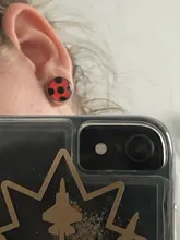 Pendientes de mariquita con Clip para la oreja, aretes de mariquita para Cosplay, circulares, de lunares, regalos de fiesta, joyas de Anime, novedad de 2020