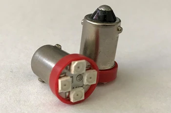 

Pair 2 Led bulbs BA9S T4W straight feet with 4 Smd 3528 red color 12V 0,2W