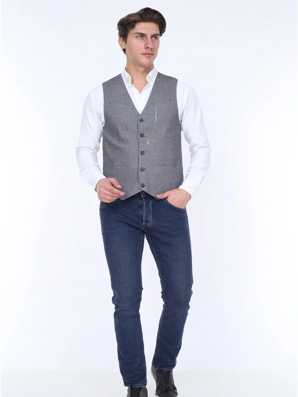 Мужской жилет ZENZEN 01370-серый турецкое качество Стиль SLIM FIT Сделано в Турции европейский размер