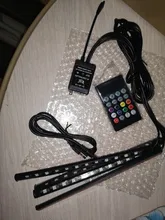 Lámpara led ambiental para coche, luces decorativas para interior, control remoto inalámbrico de música, múltiples modos