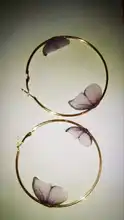 Double-Butterfly-Earrings Jewelry Circle Gold Girls Multicolor Women Summer Round European