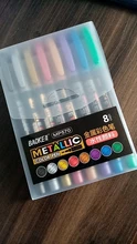 Juego de 8 bolígrafos metalúrgicos de color, rotuladores artísticos, marcadores de escritura, papelería, papelería, útiles escolares y de caligrafía