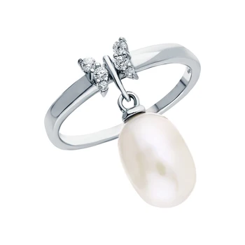 

Silver ring with cultured pearls and cubic zirconia sunlight sample 925