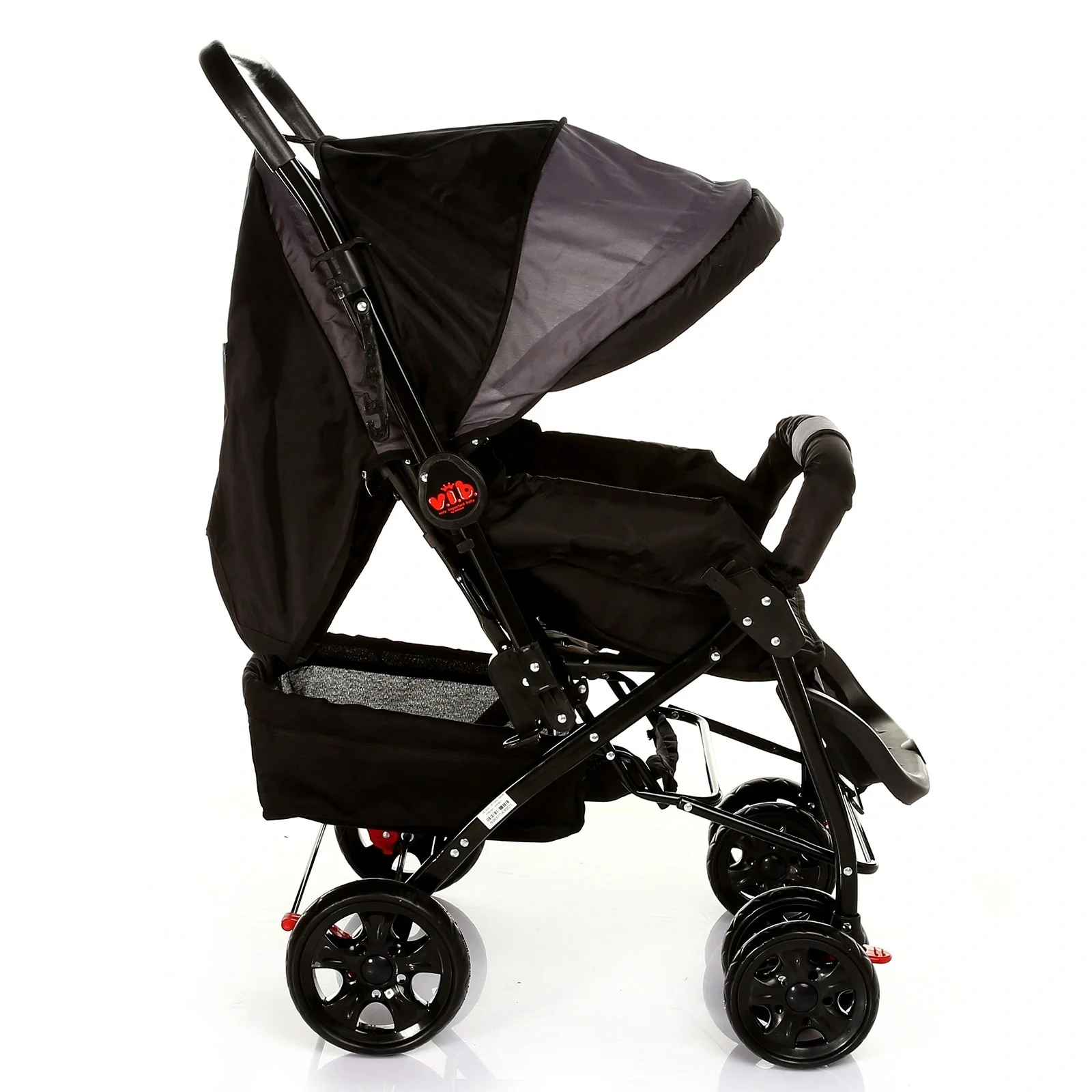 Two-Way Baby Stroller Child cart Wide Bottom Basket Back Biberon In Fabric and Material Pocket