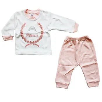 

Crowned Princess Embroidered Cream Pink 2'li Suit
