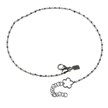 

Anklet bracelet Sterling silver chain 925m 23cm. Combined square end flower openwork locking carabiner