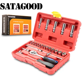 

SATAGOOD Tool kit 25 items Tools Hand tool set auto repair tool hand tool auto tool car tool kit auto tool head set tool sets to