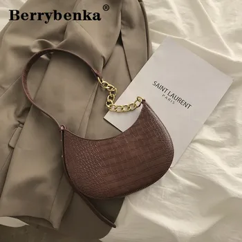 

Berrybenka Small Design Bag Women 2020 New Fashion Retro Armpit Bag Simple Chain Messenger Bag Crescent Bag сумка женская