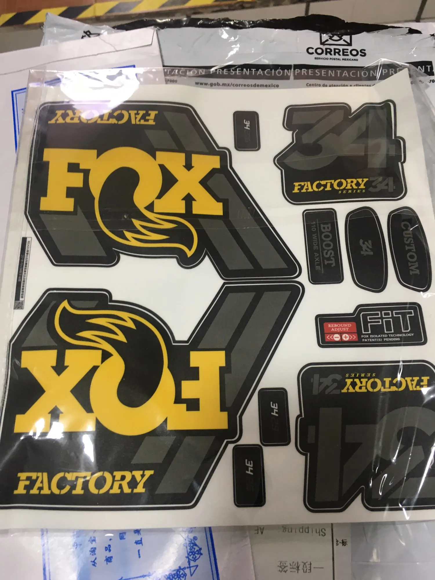 FOX Factory 34 Style Fork Decals - Oil Slick Effect, Glossy Laminated Vinyl, 6-Piece Set For Mountain Bikes