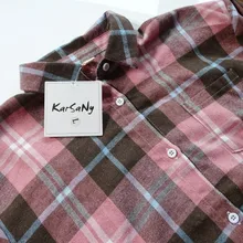 Plaid Shirt Tops Long-Sleeve Office Women Coat Loose Ladies Karsany And